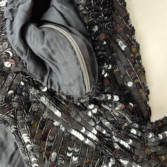 Hand Beaded Black Sequin Top with Silk Base - Picture 4 of 5